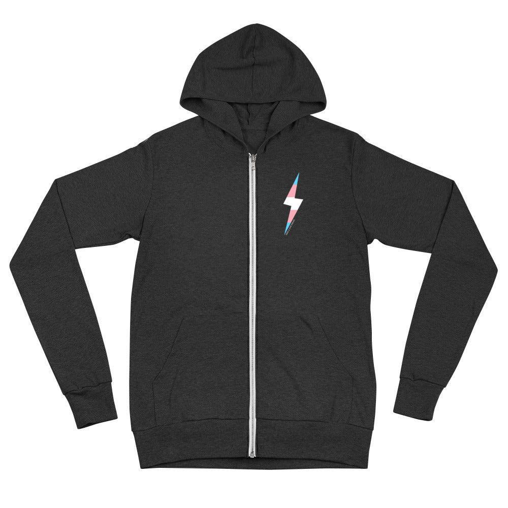 Trans Pride Lightning Bolt Unisex Zip Hoodie